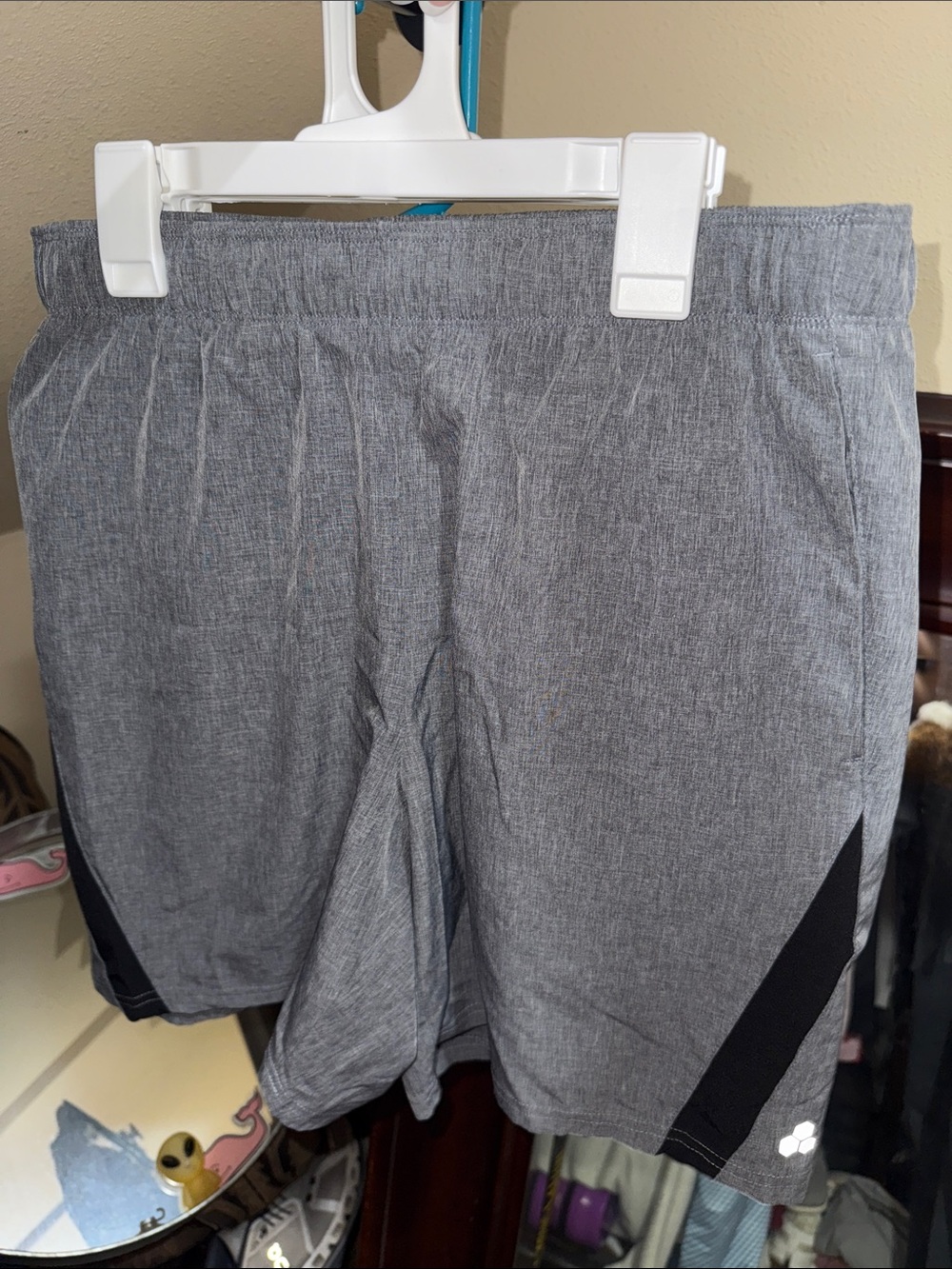 tek gear Heather Gray Athletic Shorts with Black Drawcord
